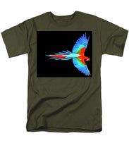 Colorful Parrot In Flight - Men's T-Shirt  (Regular Fit) Men's T-Shirt (Regular Fit) Pixels Military Green Small 