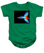 Colorful Parrot In Flight - Baby Onesie Baby Onesie Pixels Kelly Green Small 