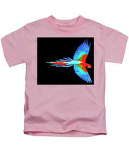 Colorful Parrot In Flight - Kids T-Shirt Kids T-Shirt Pixels Pink Small 