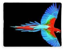 Colorful Parrot In Flight - Blanket Blanket Pixels 60" x 80" Sherpa Fleece 