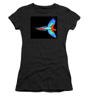 Colorful Parrot In Flight - Women's T-Shirt (Athletic Fit) Women's T-Shirt (Athletic Fit) Pixels Black Small 