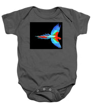 Colorful Parrot In Flight - Baby Onesie Baby Onesie Pixels Charcoal Small 