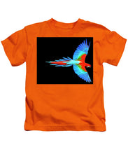 Colorful Parrot In Flight - Kids T-Shirt Kids T-Shirt Pixels Orange Small 