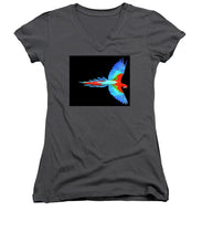 Colorful Parrot In Flight - Women's V-Neck (Athletic Fit) Women's V-Neck (Athletic Fit) Pixels Charcoal Small 