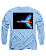 Colorful Parrot In Flight - Long Sleeve T-Shirt Long Sleeve T-Shirt Pixels Carolina Blue Small 
