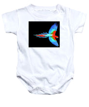 Colorful Parrot In Flight - Baby Onesie Baby Onesie Pixels White Small 