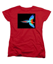 Colorful Parrot In Flight - Women's T-Shirt (Standard Fit) Women's T-Shirt (Standard Fit) Pixels Red Small 