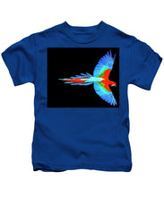 Colorful Parrot In Flight - Kids T-Shirt Kids T-Shirt Pixels Royal Small 