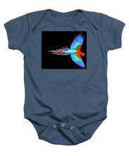 Colorful Parrot In Flight - Baby Onesie Baby Onesie Pixels Indigo Small 