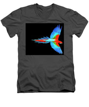 Colorful Parrot In Flight - Men's V-Neck T-Shirt Men's V-Neck T-Shirt Pixels Charcoal Small 
