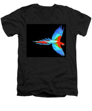 Colorful Parrot In Flight - Men's V-Neck T-Shirt Men's V-Neck T-Shirt Pixels Black Small 