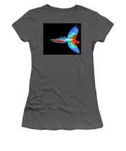 Colorful Parrot In Flight - Women's T-Shirt (Athletic Fit) Women's T-Shirt (Athletic Fit) Pixels Charcoal Small 