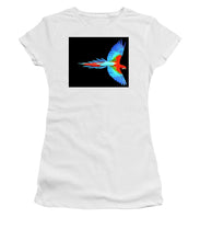 Colorful Parrot In Flight - Women's T-Shirt (Athletic Fit) Women's T-Shirt (Athletic Fit) Pixels White Small 