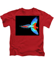 Colorful Parrot In Flight - Kids T-Shirt Kids T-Shirt Pixels Red Small 