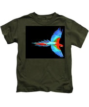 Colorful Parrot In Flight - Kids T-Shirt Kids T-Shirt Pixels Military Green Small 