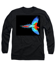 Colorful Parrot In Flight - Long Sleeve T-Shirt Long Sleeve T-Shirt Pixels Black Small 