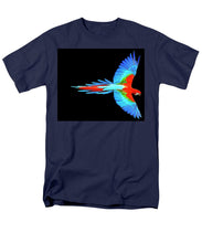Colorful Parrot In Flight - Men's T-Shirt  (Regular Fit) Men's T-Shirt (Regular Fit) Pixels Navy Small 
