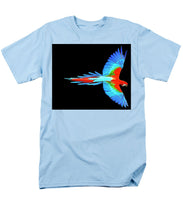 Colorful Parrot In Flight - Men's T-Shirt  (Regular Fit) Men's T-Shirt (Regular Fit) Pixels Light Blue Small 