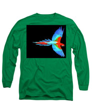 Colorful Parrot In Flight - Long Sleeve T-Shirt Long Sleeve T-Shirt Pixels Kelly Green Small 