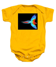 Colorful Parrot In Flight - Baby Onesie Baby Onesie Pixels Gold Small 