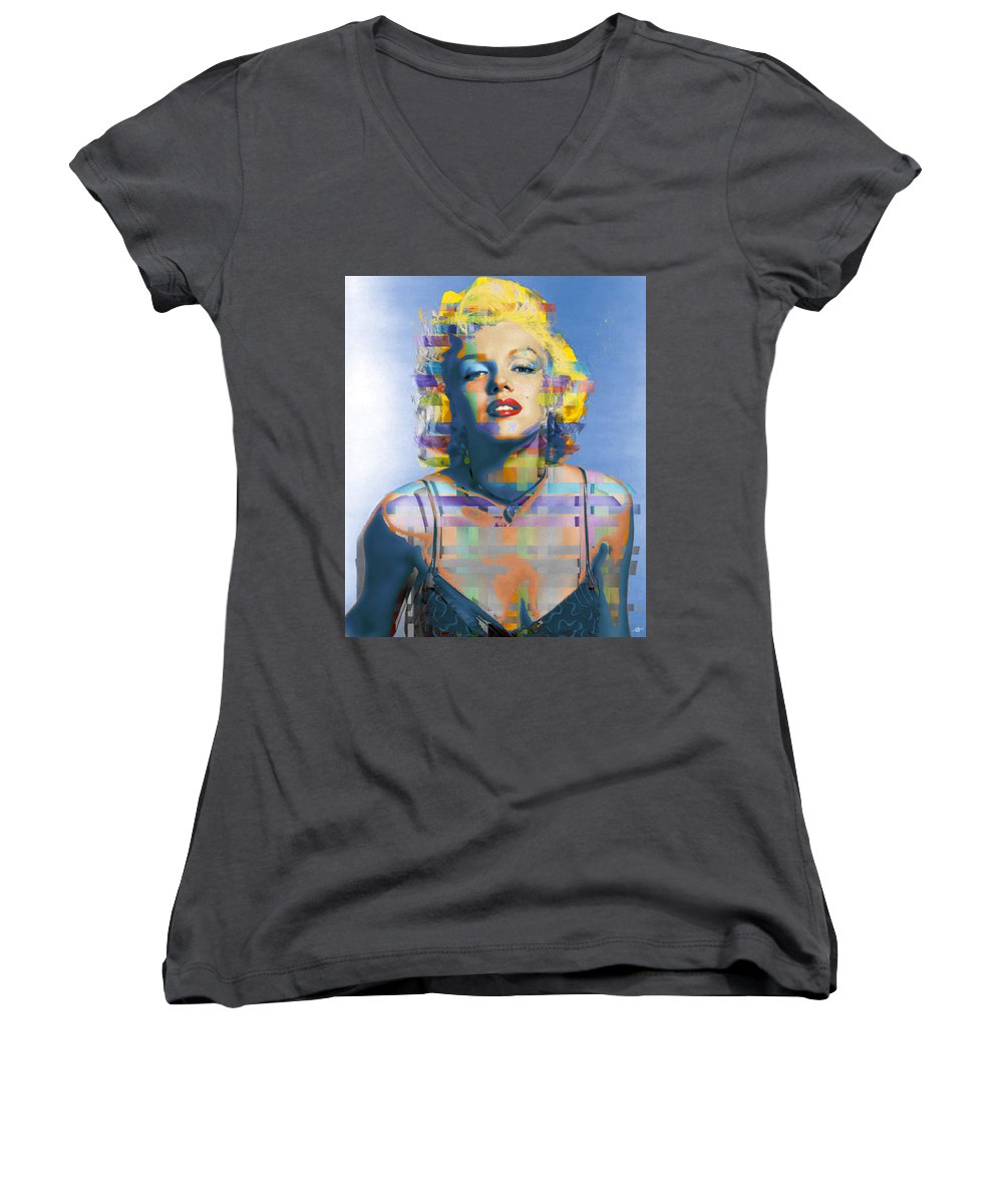 Digital Marilyn Monroe  - Women's V-Neck (Athletic Fit)
