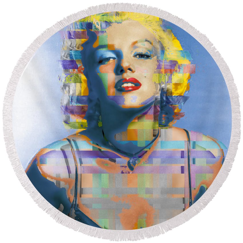 Digital Marilyn Monroe  - Round Beach Towel