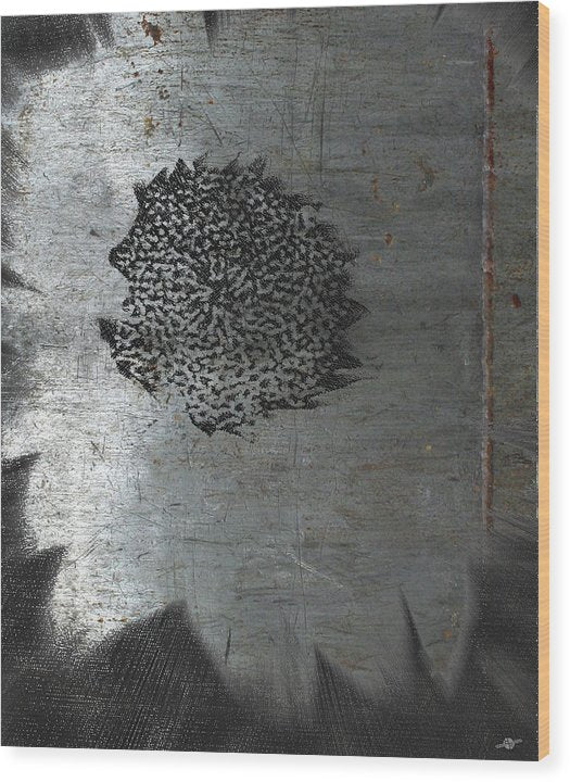 Dirty Silver Sunflower - Wood Print
