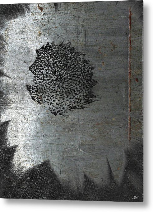 Dirty Silver Sunflower - Metal Print