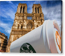 Discarded Coffee Cup Trash Oh Yeah - And Notre Dame - Canvas Print
