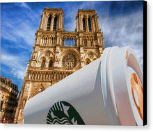 Discarded Coffee Cup Trash Oh Yeah - And Notre Dame - Canvas Print