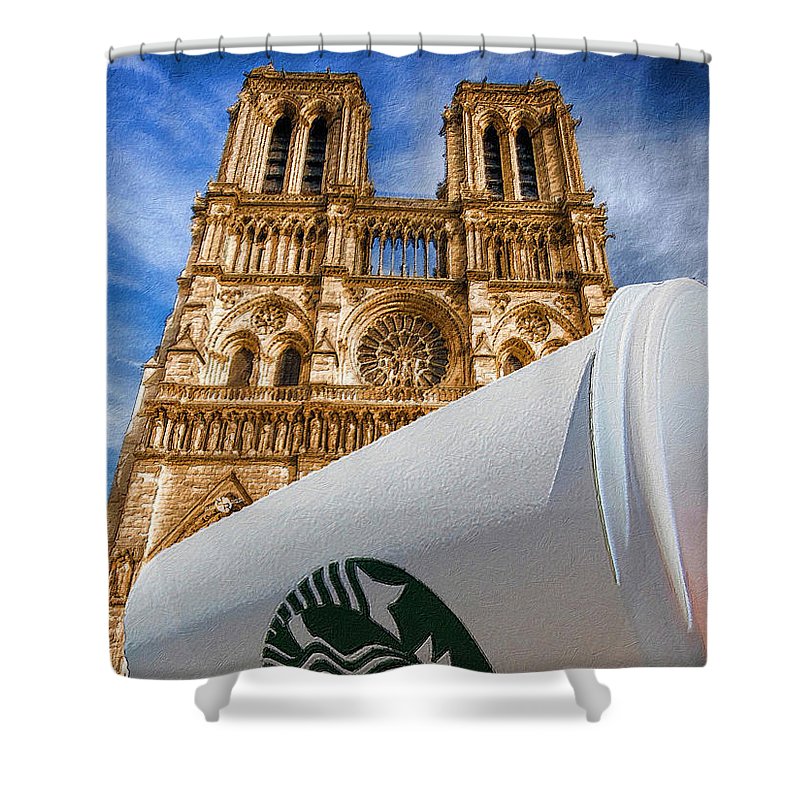 Discarded Coffee Cup Trash Oh Yeah - And Notre Dame - Shower Curtain