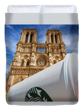 Discarded Coffee Cup Trash Oh Yeah - And Notre Dame - Duvet Cover