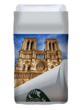 Discarded Coffee Cup Trash Oh Yeah - And Notre Dame - Duvet Cover