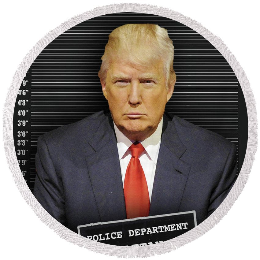 Donald Trump Mugshot - Round Beach Towel