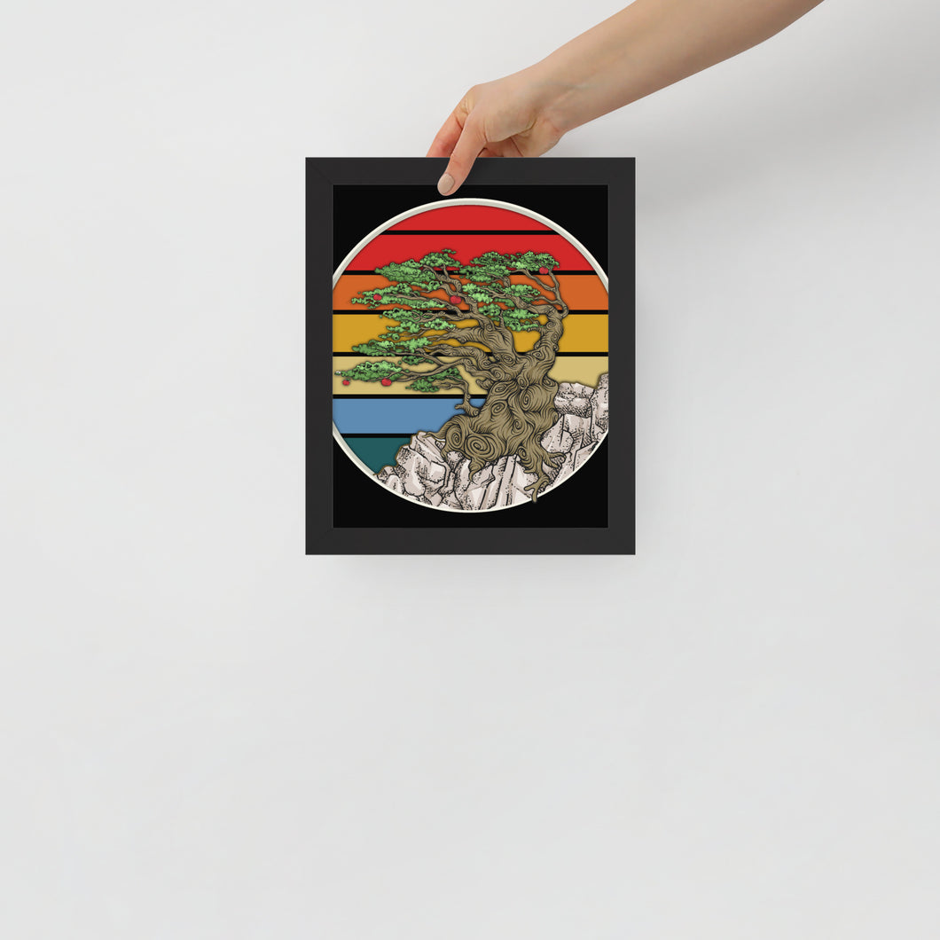 Bonsai Tree In Japanese Zen Buddhist Enso Circle Sunset Zen Yoga Frame –  Rubino Creative Fine Art