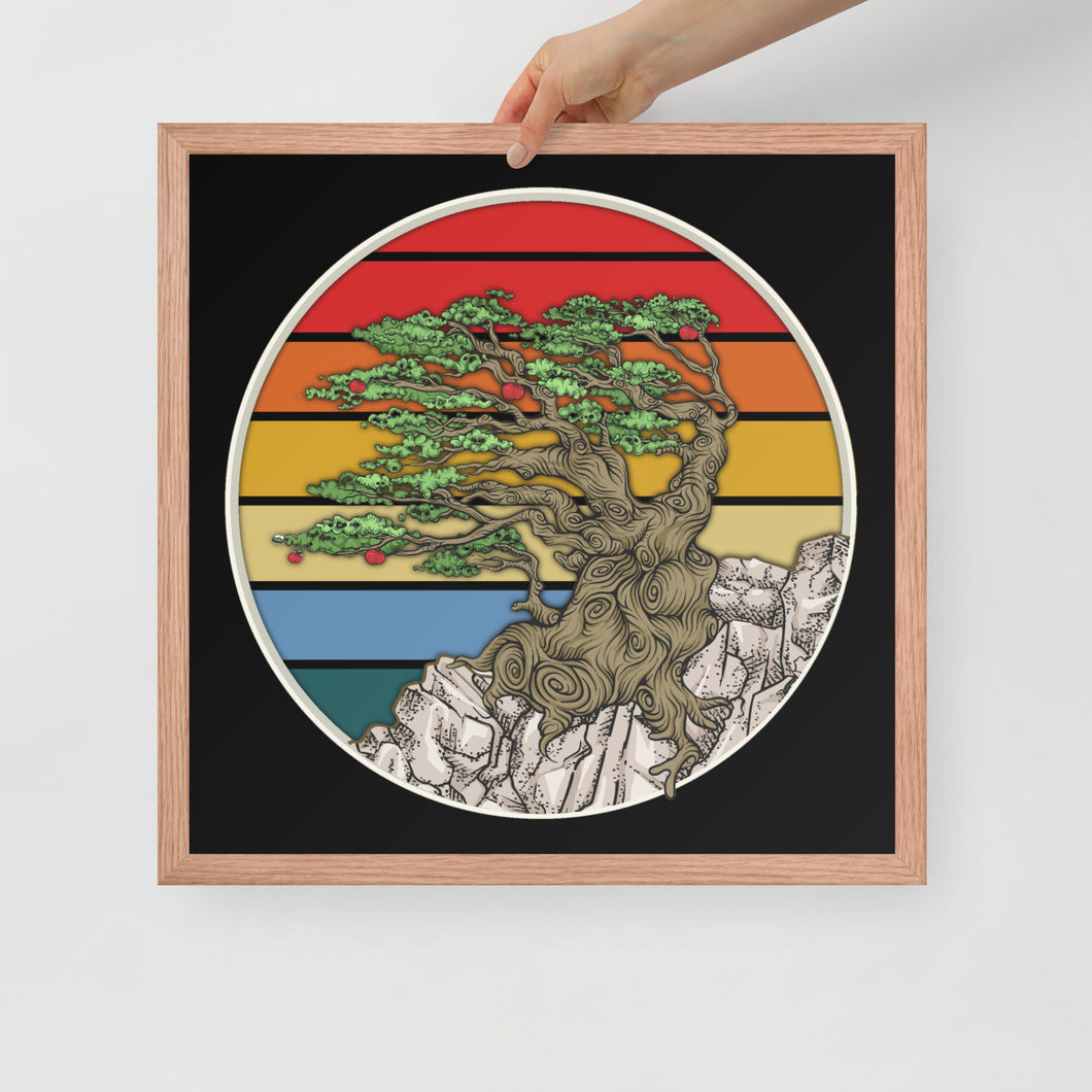 bonsai tree sunset Bonsai Tree In Japanese Zen Buddhist Enso Circle Sunset Zen Yoga Frame – Rubino Creative Fine Art