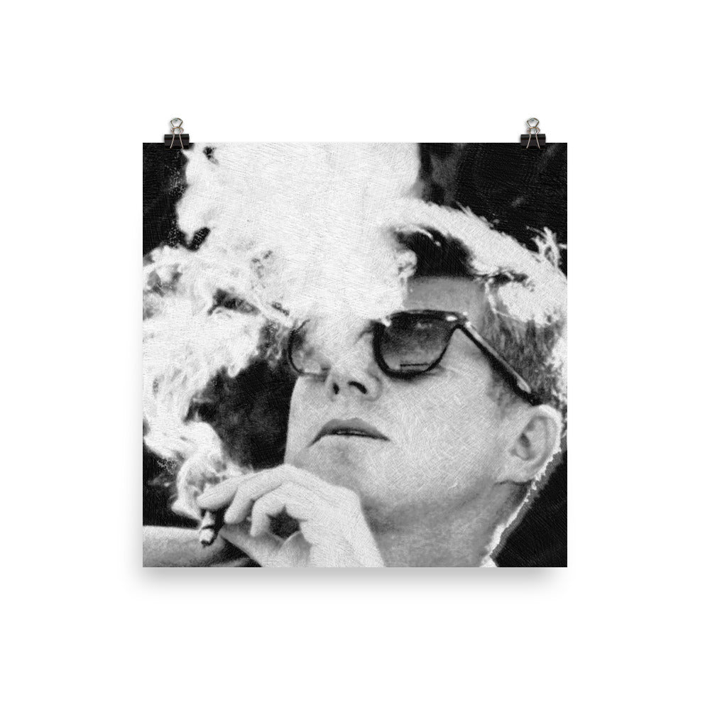 did jfk smoke cigarettes PRESIDENT JOHN F. KENNEDY SMOKING CIGAR 8X10 PHOTO REPRINT History - Frank Sinatra lighting