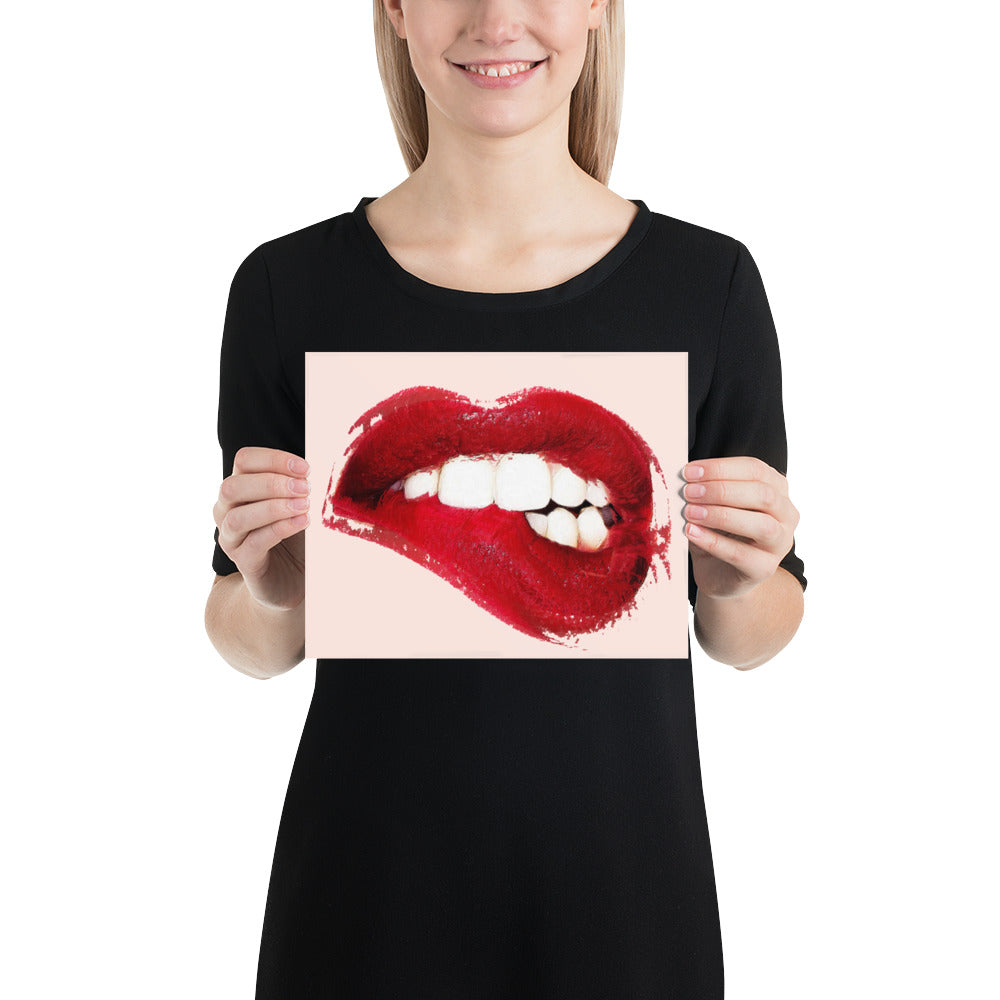 Sexy Lip Bite Mouth Lipstick Poster