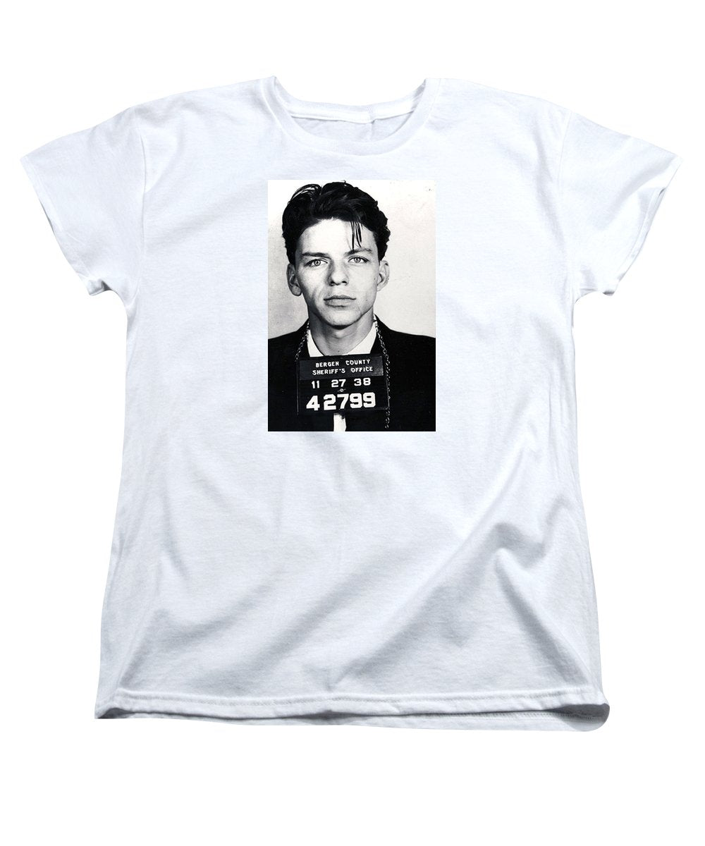 Frank Sinatra Mug Shot Vertical - Women's T-Shirt (Standard Fit) Women's T-Shirt (Standard Fit) Pixels White Small 