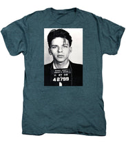 Frank Sinatra Mug Shot Vertical - Men's Premium T-Shirt Men's Premium T-Shirt Pixels Steel Blue Heather Small 