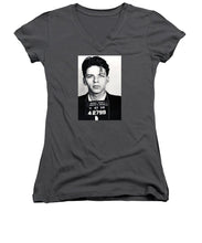 Frank Sinatra Mug Shot Vertical - Women's V-Neck T-Shirt Women's V-Neck T-Shirt Pixels Charcoal Small 