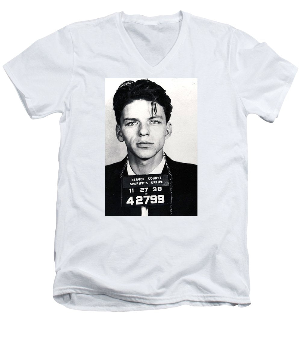 Frank Sinatra Mug Shot Vertical - Men's V-Neck T-Shirt Men's V-Neck T-Shirt Pixels White Small 