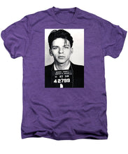 Frank Sinatra Mug Shot Vertical - Men's Premium T-Shirt Men's Premium T-Shirt Pixels Deep Purple Heather Small 