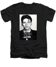 Frank Sinatra Mug Shot Vertical - Men's V-Neck T-Shirt Men's V-Neck T-Shirt Pixels Black Small 