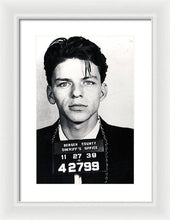 Frank Sinatra Mug Shot Vertical - Framed Print Framed Print Pixels 10.625" x 16.000" White White