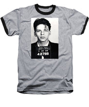 Frank Sinatra Mug Shot Vertical - Baseball T-Shirt Baseball T-Shirt Pixels Heather / Black Small 