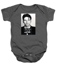 Frank Sinatra Mug Shot Vertical - Baby Onesie Baby Onesie Pixels Charcoal Small 