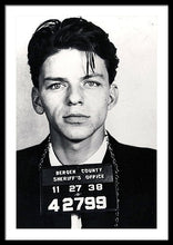 Frank Sinatra Mug Shot Vertical - Framed Print Framed Print Pixels 24.000" x 36.000" Black White