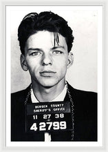 Frank Sinatra Mug Shot Vertical - Framed Print Framed Print Pixels 32.000" x 48.000" White White
