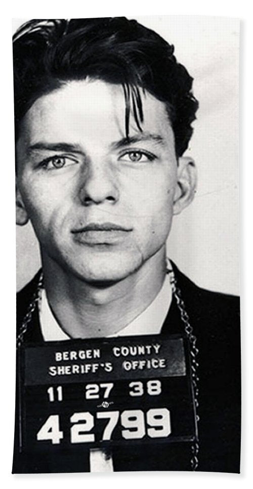 Frank Sinatra Mug Shot Vertical - Beach Towel Beach Towel Pixels Beach Towel (32